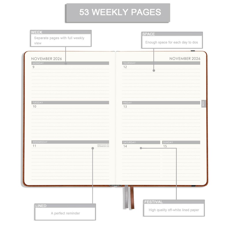 Lemome 2026-2027 Planner - Planner 2026-2027 Weekly and Monthly with Stickers, JUL. 2026 - JUN. 2027, 5.75" X 8.25", Academic Calendar Planning with Premium Paper, Pen Holder, Inner Pocket and 44 Notes Pages - Image 4